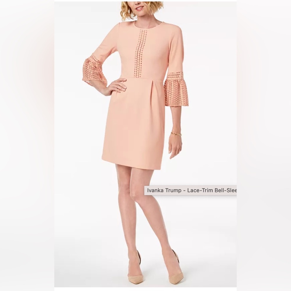 Ivanka Trump lace trim bell sleeve dress